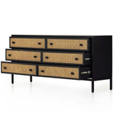 Natalia 6 Drawer Dresser, Natural Circle Cane-Furniture - Storage-High Fashion Home