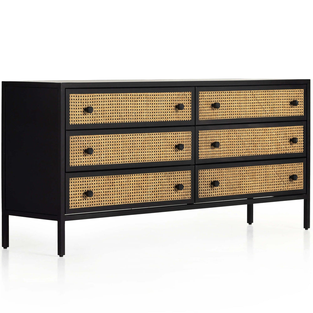 Natalia 6 Drawer Dresser, Natural Circle Cane-Furniture - Storage-High Fashion Home