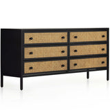 Natalia 6 Drawer Dresser, Natural Circle Cane-Furniture - Storage-High Fashion Home
