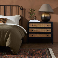Natalia Nightstand, Natural Circle Cane-Furniture - Bedroom-High Fashion Home