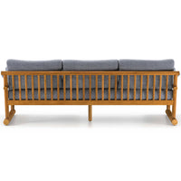 Fremont 89" Outdoor Sofa, Faye Navy/Natural Teak-Furniture - Sofas-High Fashion Home