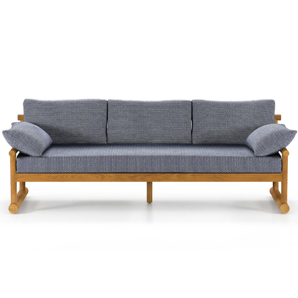 Fremont 89" Outdoor Sofa, Faye Navy/Natural Teak-Furniture - Sofas-High Fashion Home