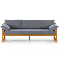 Fremont 89" Outdoor Sofa, Faye Navy/Natural Teak-Furniture - Sofas-High Fashion Home