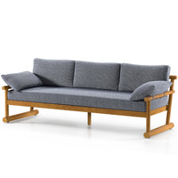 Fremont 89" Outdoor Sofa, Faye Navy/Natural Teak-Furniture - Sofas-High Fashion Home
