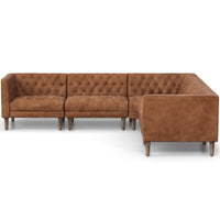William Leather 5 Piece Sectional, Natural Washed Camel-Furniture - Sofas-High Fashion Home