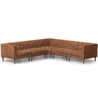 William Leather 5 Piece Sectional, Natural Washed Camel-Furniture - Sofas-High Fashion Home