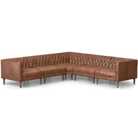 Williams Leather 5 Piece Sectional, Natural Washed Chocolate-Furniture - Sofas-High Fashion Home