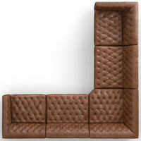 Williams Leather 5 Piece Sectional, Natural Washed Chocolate-Furniture - Sofas-High Fashion Home
