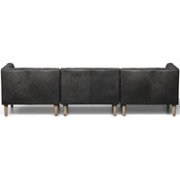 William Leather 3 Piece Setional, Natural Washed Ebony-Furniture - Sofas-High Fashion Home