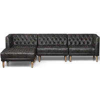William Leather 3 Piece Setional, Natural Washed Ebony-Furniture - Sofas-High Fashion Home