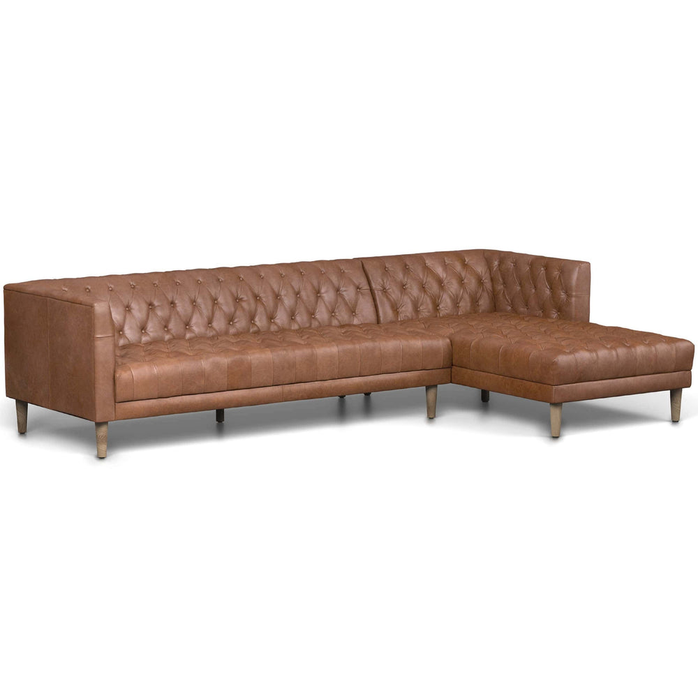 Williams Leather 2 Piece RAF Sectional, Natural Washed Chocolate-Furniture - Sofas-High Fashion Home