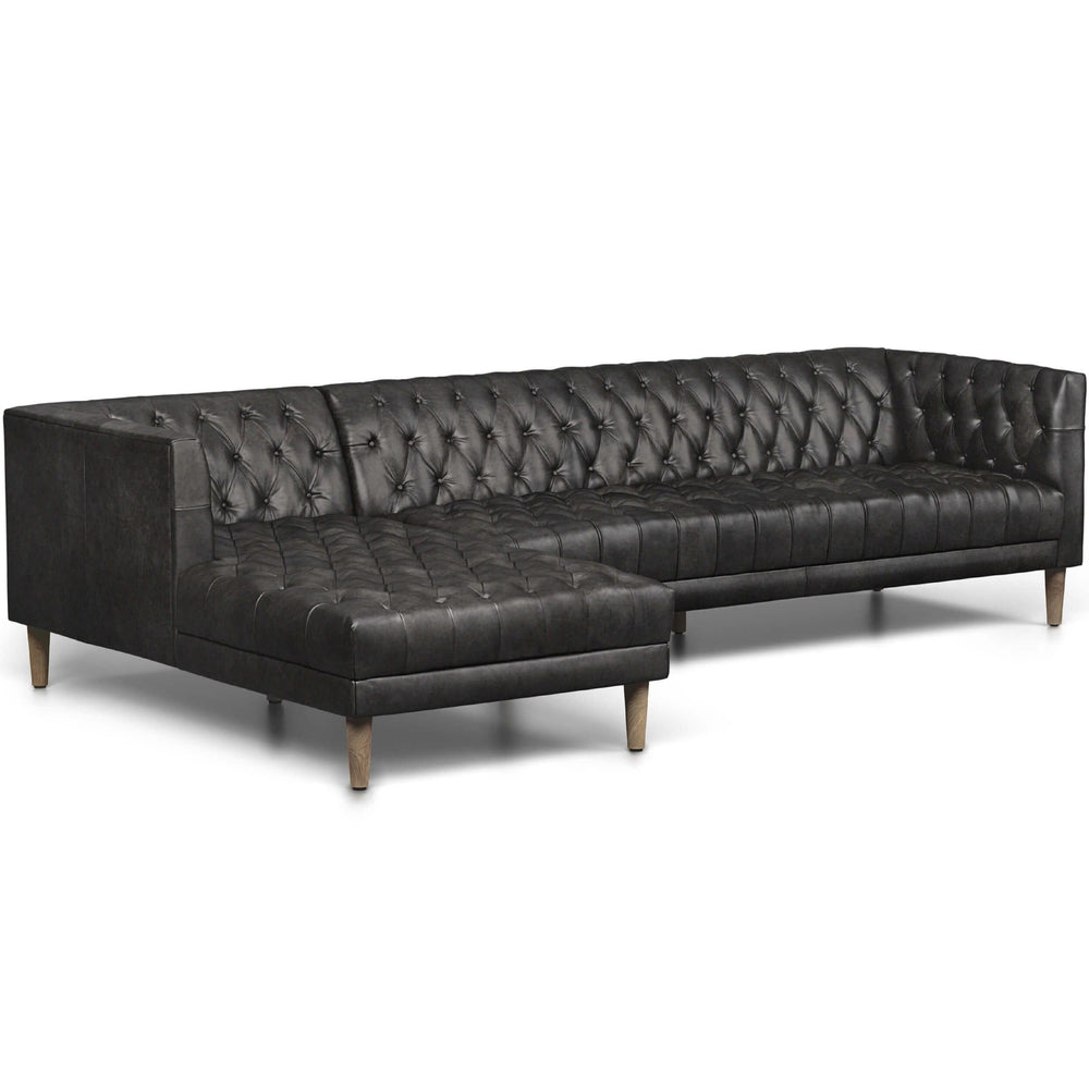 Williams Leather 2 Piece LAF Sectional, Natural Washed Ebony-Furniture - Sofas-High Fashion Home