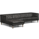 Williams Leather 2 Piece LAF Sectional, Natural Washed Ebony-Furniture - Sofas-High Fashion Home