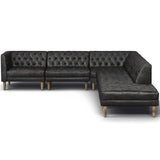 Williams Leather 5 Piece RAF Sectional, Natural Washed Ebony-Furniture - Sofas-High Fashion Home