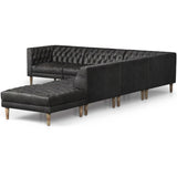 Williams Leather 5 Piece RAF Sectional, Natural Washed Ebony-Furniture - Sofas-High Fashion Home