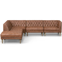 Williams Leather 4 Piece LAF Sectional, Natural Washed Chocolate-Furniture - Sofas-High Fashion Home