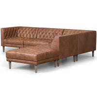 Williams Leather 4 Piece RAF Sectional, Natural Washed Chocolate-Furniture - Sofas-High Fashion Home