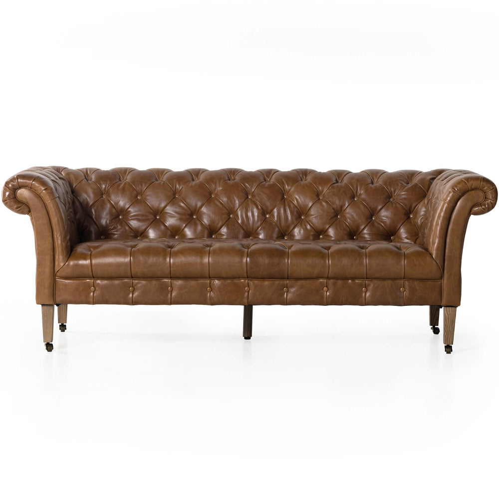 Briscoe 82" Leather Sofa, Vintage Soft Camel-Furniture - Sofas-High Fashion Home