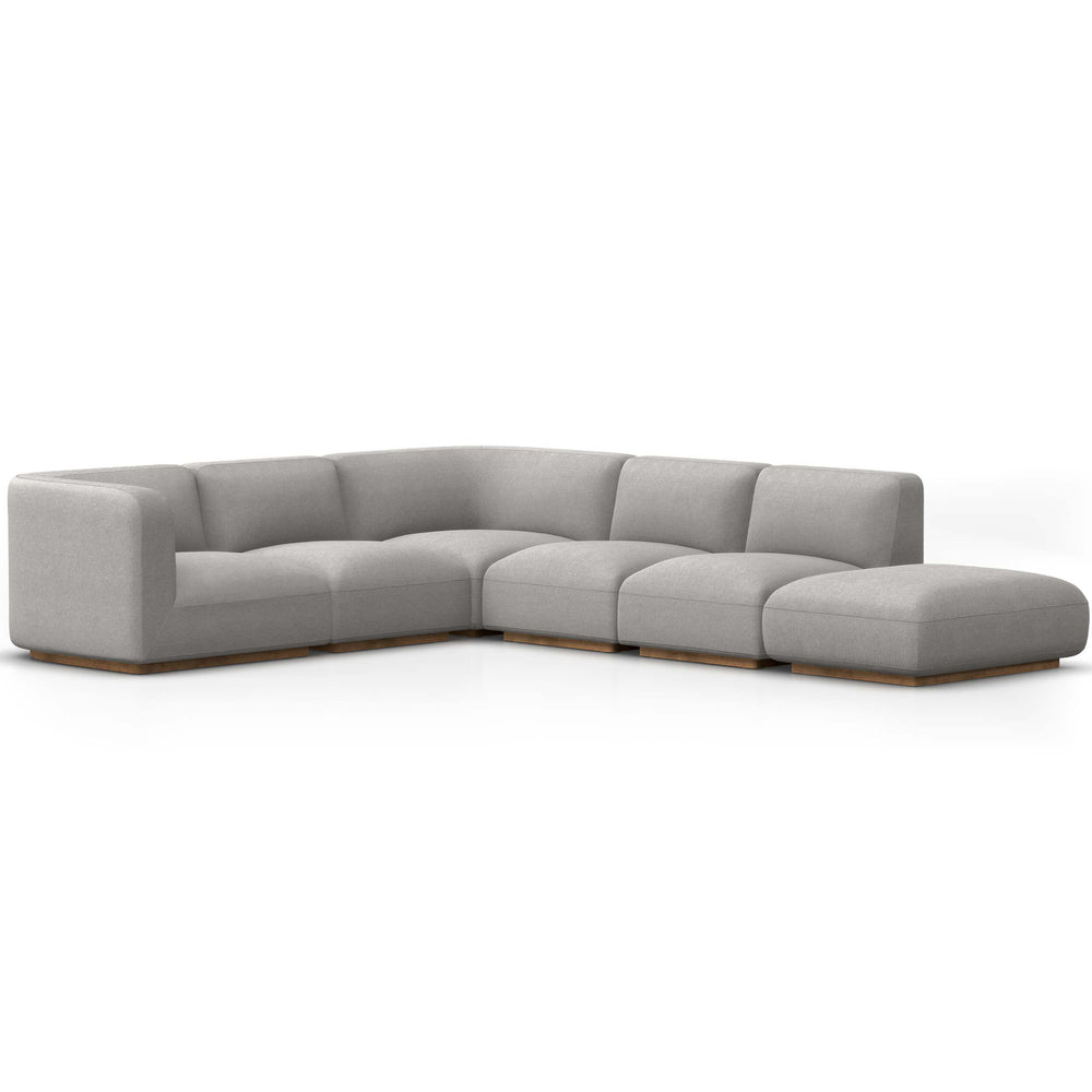 Mabry RAF Sectional w/Ottoman, Gibson Silver