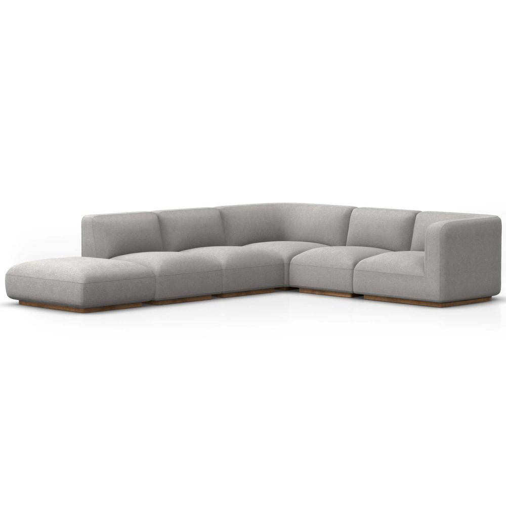 Mabry LAF Sectional w/Ottoman, Gibson Silver