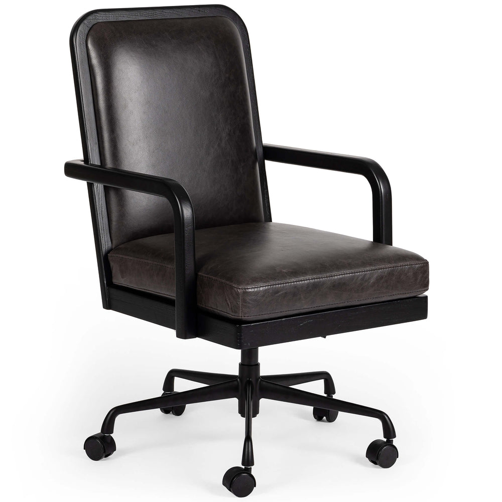 Lacey Leather Desk Chair, Brushed Ebony