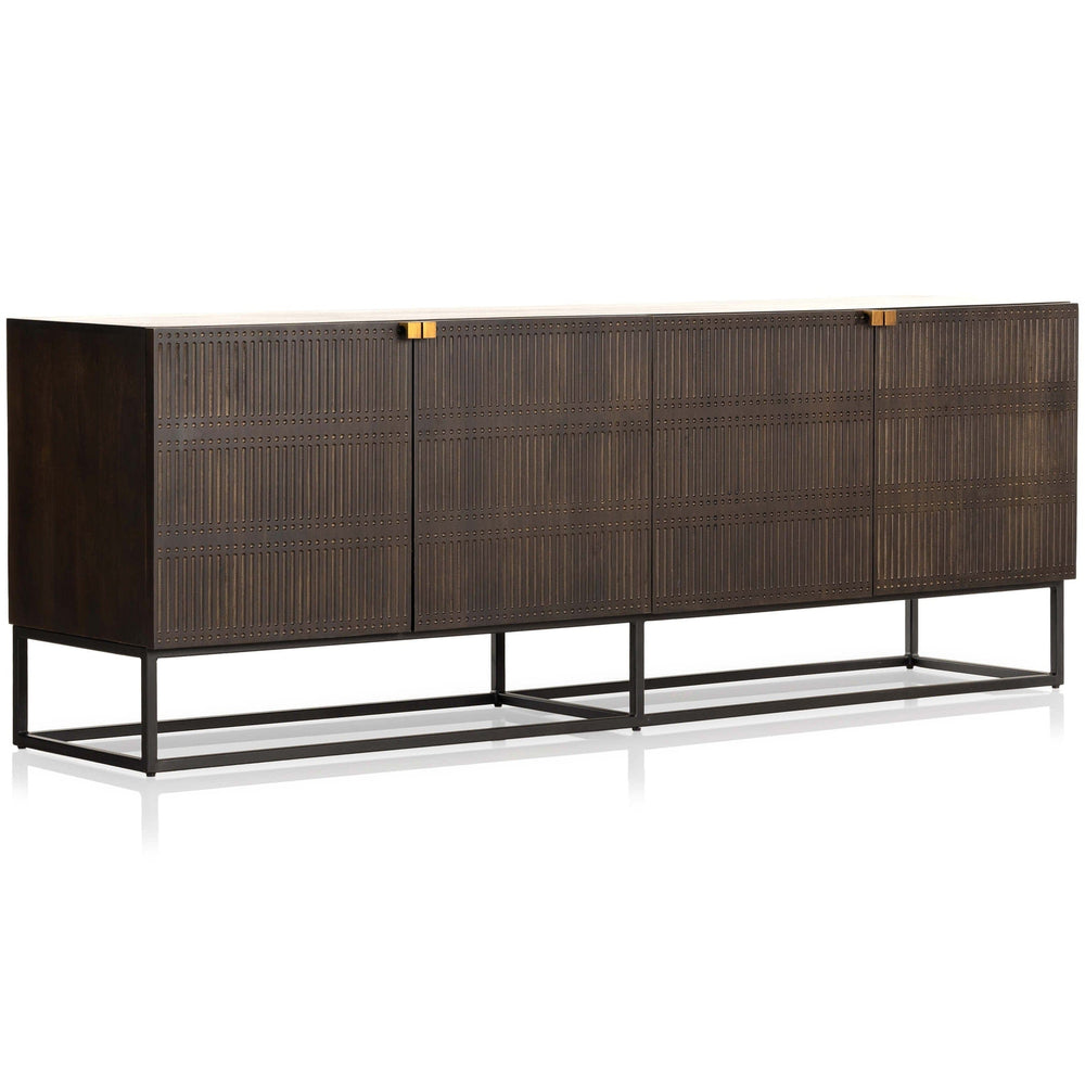 Kelby Closed Media Console, Vintage Brown-Furniture - Storage-High Fashion Home