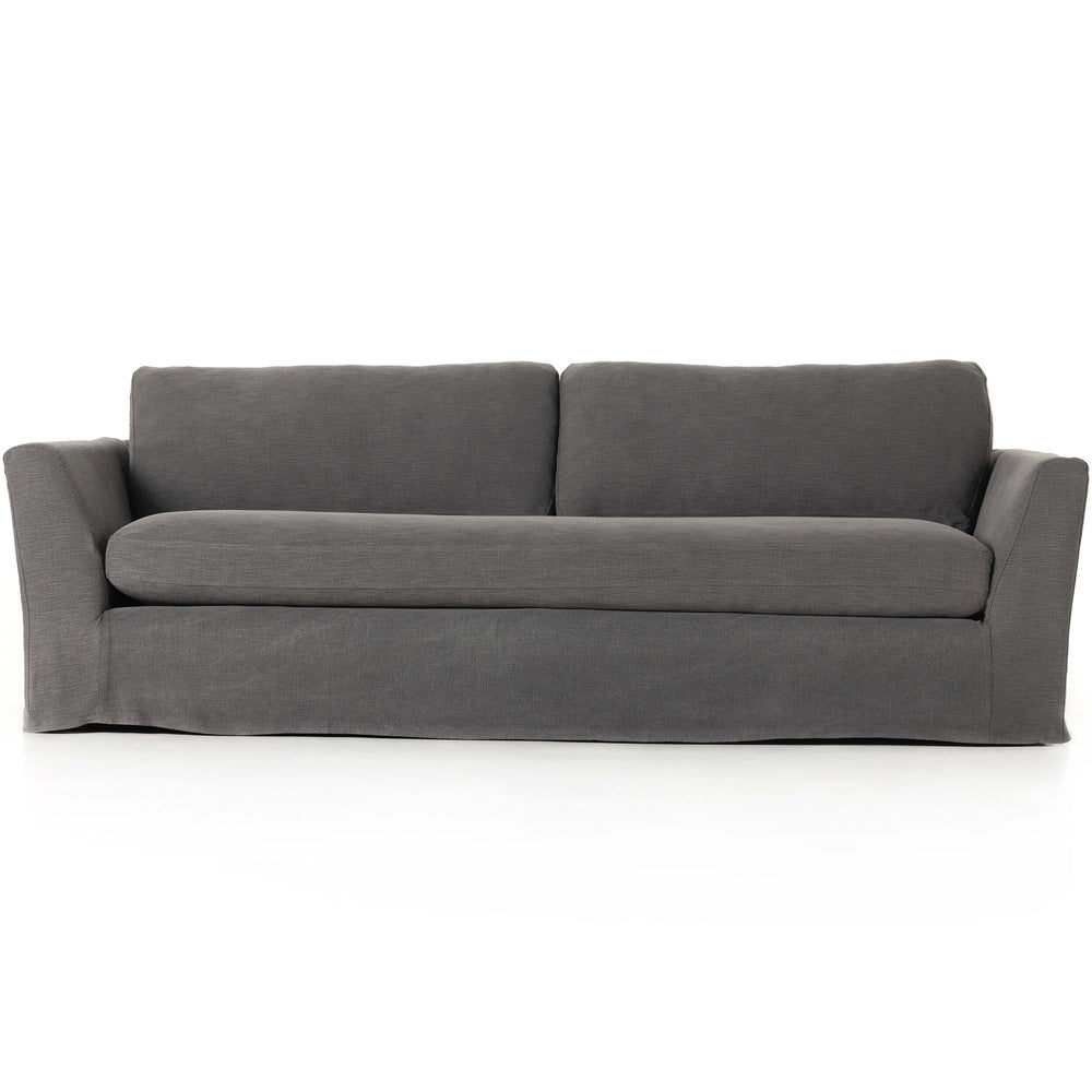 Luisa 91" Slipcover Sofa, Bergamo Charcoal-Furniture - Sofas-High Fashion Home