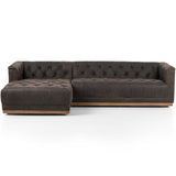 Maxx 2 Piece LAF Leather Sectional, Destroyed Black-Furniture - Sofas-High Fashion Home