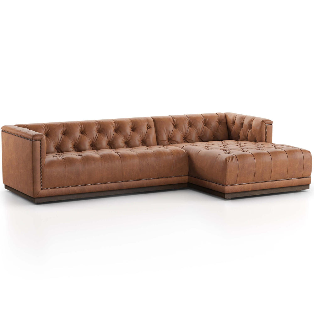 Maxx 2 Piece 109" RAF Leather Sectional, Heirloom Sienna