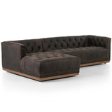 Maxx 2 Piece LAF Leather Sectional, Destroyed Black-Furniture - Sofas-High Fashion Home