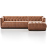 Maxx 2 Piece 109" RAF Leather Sectional, Heirloom Sienna