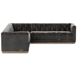 Maxx 3 Piece Leather Sectional, Destroyed Black by Four Hands