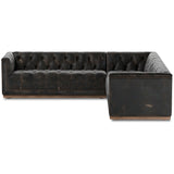 Maxx 3 Piece Leather Sectional, Destroyed Black by Four Hands