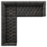 Maxx 3 Piece Leather Sectional, Destroyed Black by Four Hands