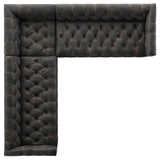 Maxx 3 Piece Leather Sectional, Destroyed Black