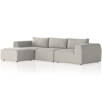 Brylee 3 Piece Sectional w/Ottoman, Torrance Silver