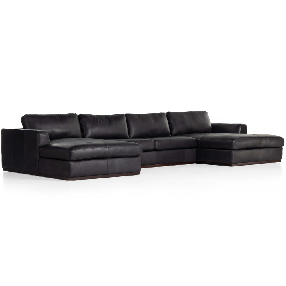 Colt 3 Piece Leather U Sectional, Heirloom Black-Furniture - Sofas-High Fashion Home