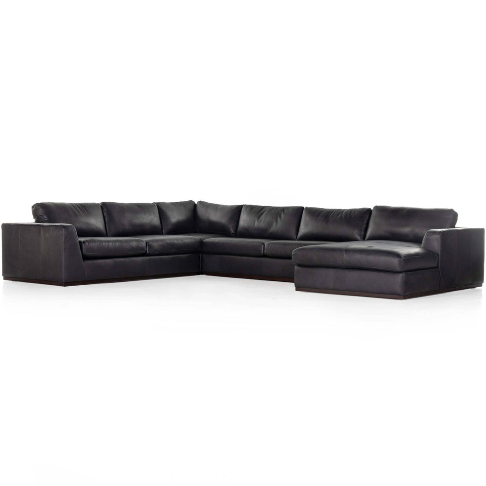 Colt 4 Piece RAF Leather Sectional, Heirloom Black-Furniture - Sofas-High Fashion Home