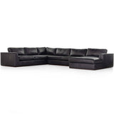 Colt 4 Piece RAF Leather Sectional, Heirloom Black-Furniture - Sofas-High Fashion Home