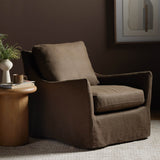 Monette Slipcover Swivel Chair, Brussles Coffee