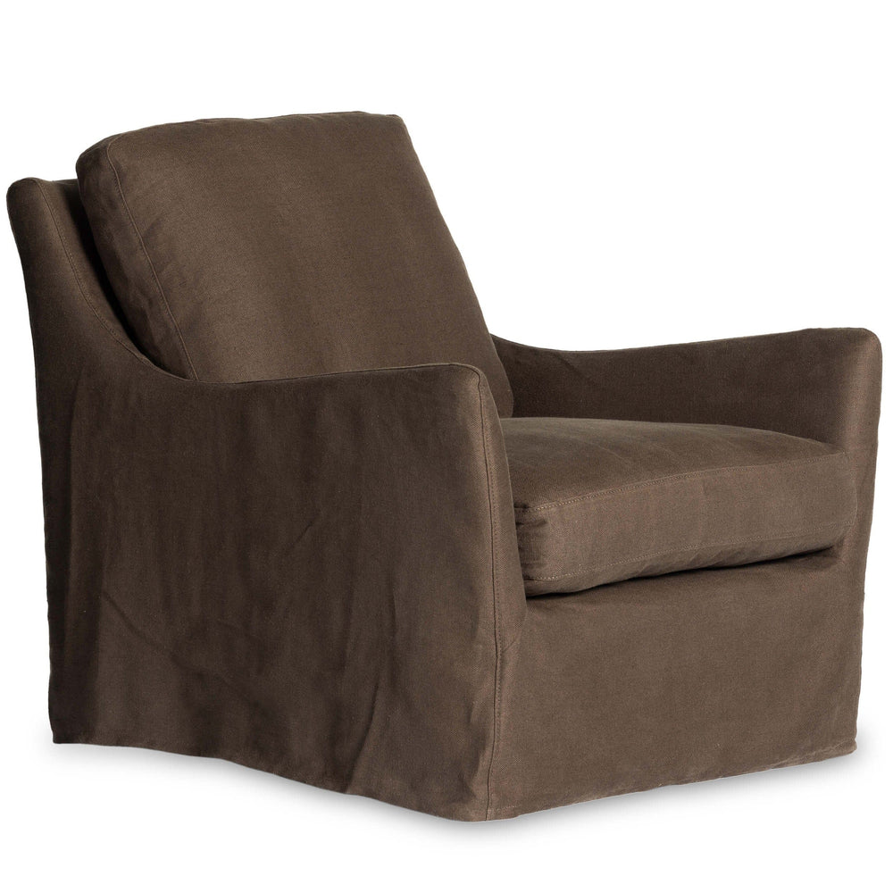 Monette Slipcover Swivel Chair, Brussles Coffee