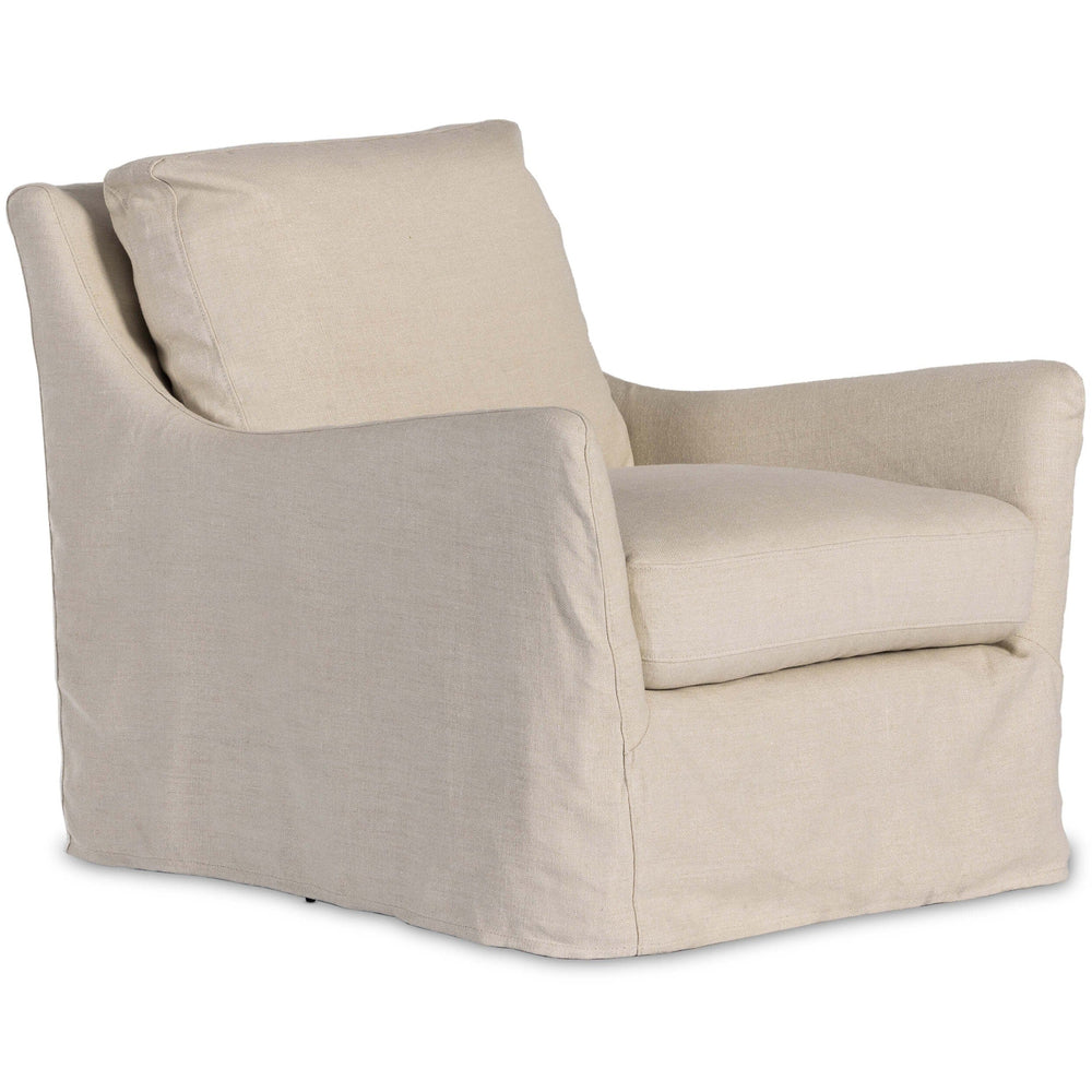 Monette Slipcover Swivel Chair, Brussels Natural by Four Hands