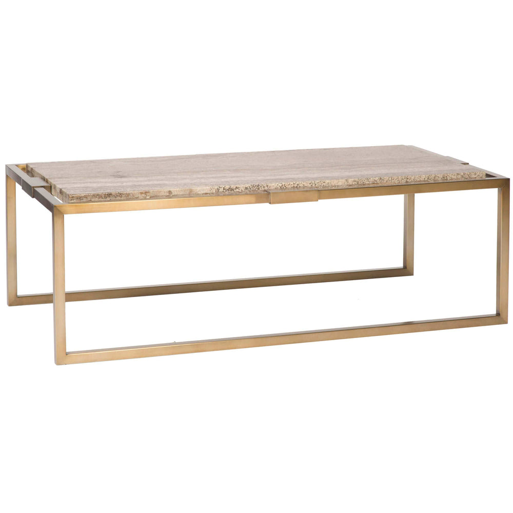 Willet Rectangle Cocktail Table, Silver Travertine - Modern Furniture - Coffee Tables - High Fashion Home