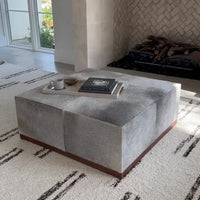 Felix Large Leather Ottoman, Frosted Hide