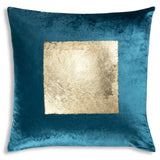 Cloud 9 Gold Foil Square Velvet Pillow, Teal