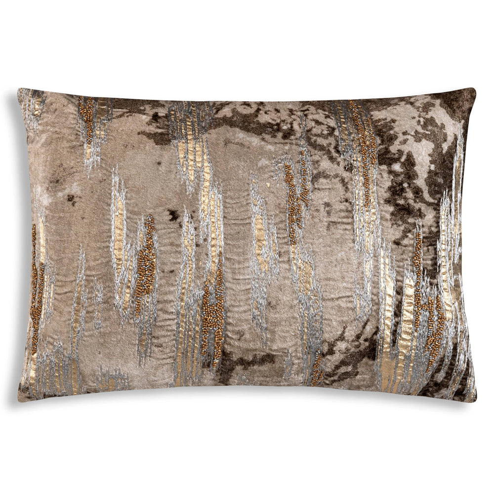 Aida Ombre Metallic Lumbar Pillow, Ivory/Stone