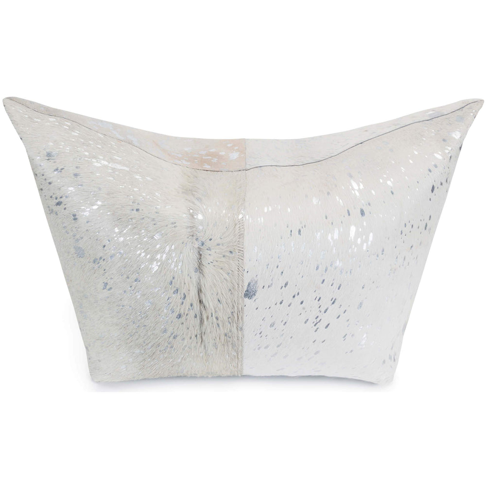Cloud 9 Akai Hide Pouf, Silver - Accessories - High Fashion Home