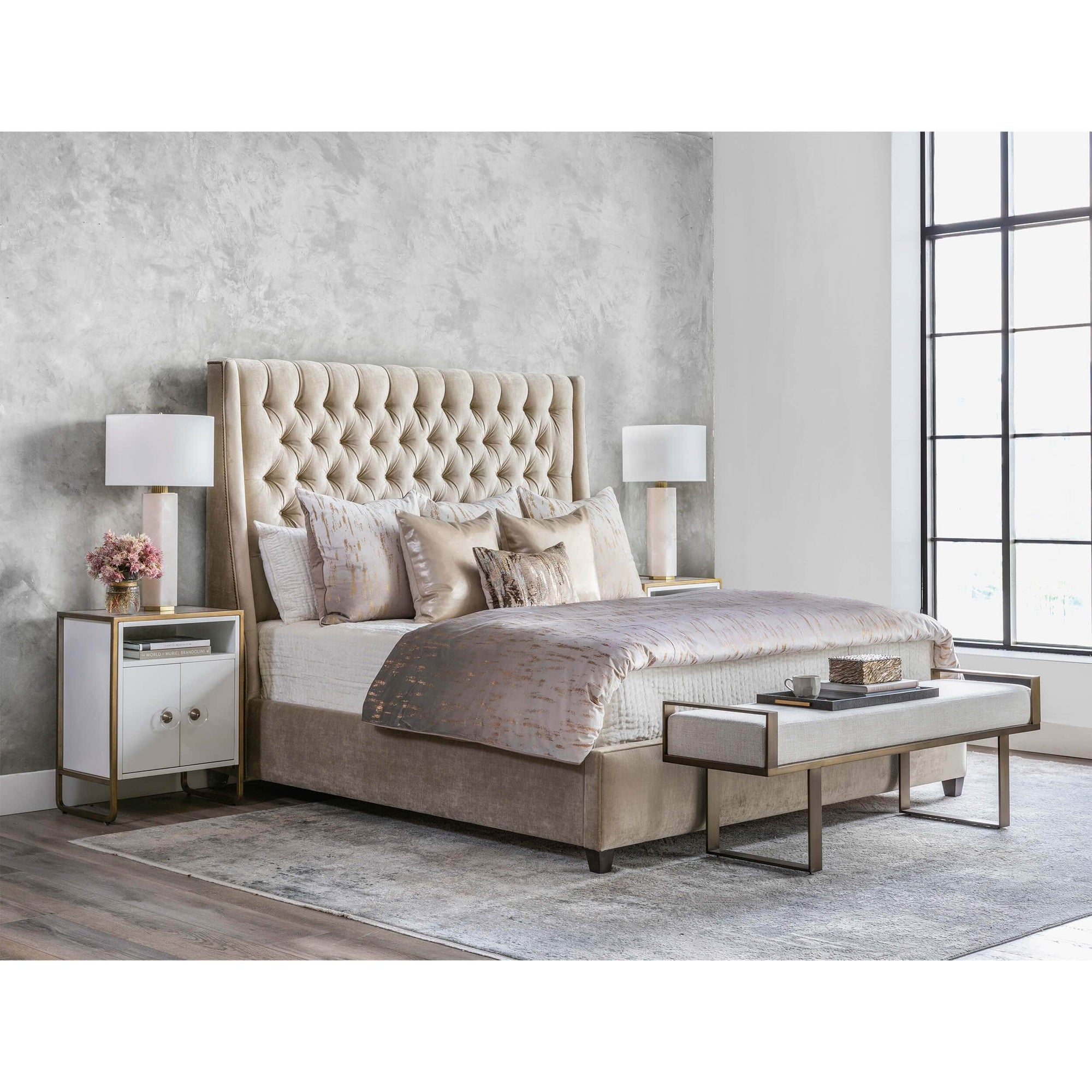 Amelia Tall Bed, Brussels Moonbeam High Fashion Home