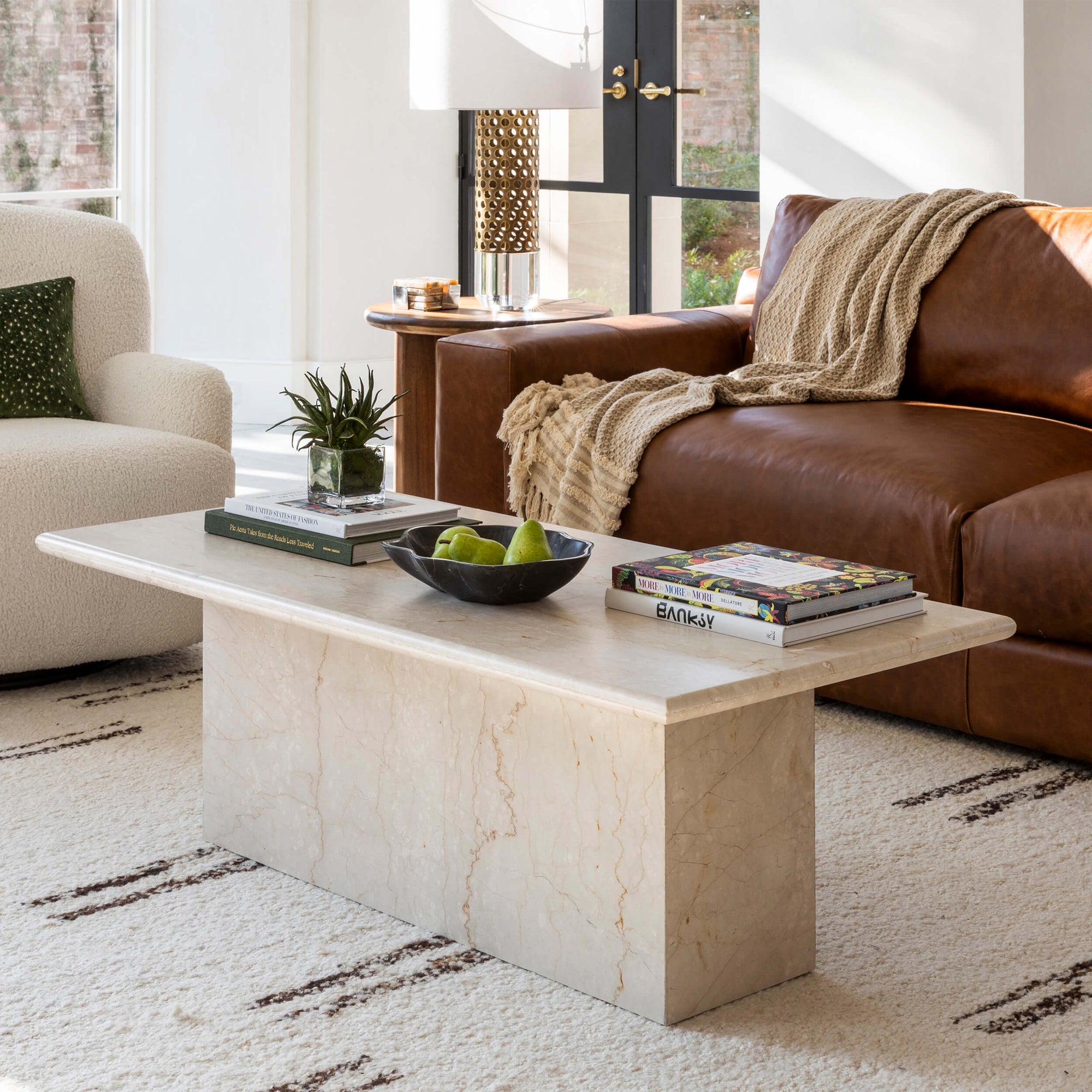Arum Coffee Table Cream Marble High Fashion Home