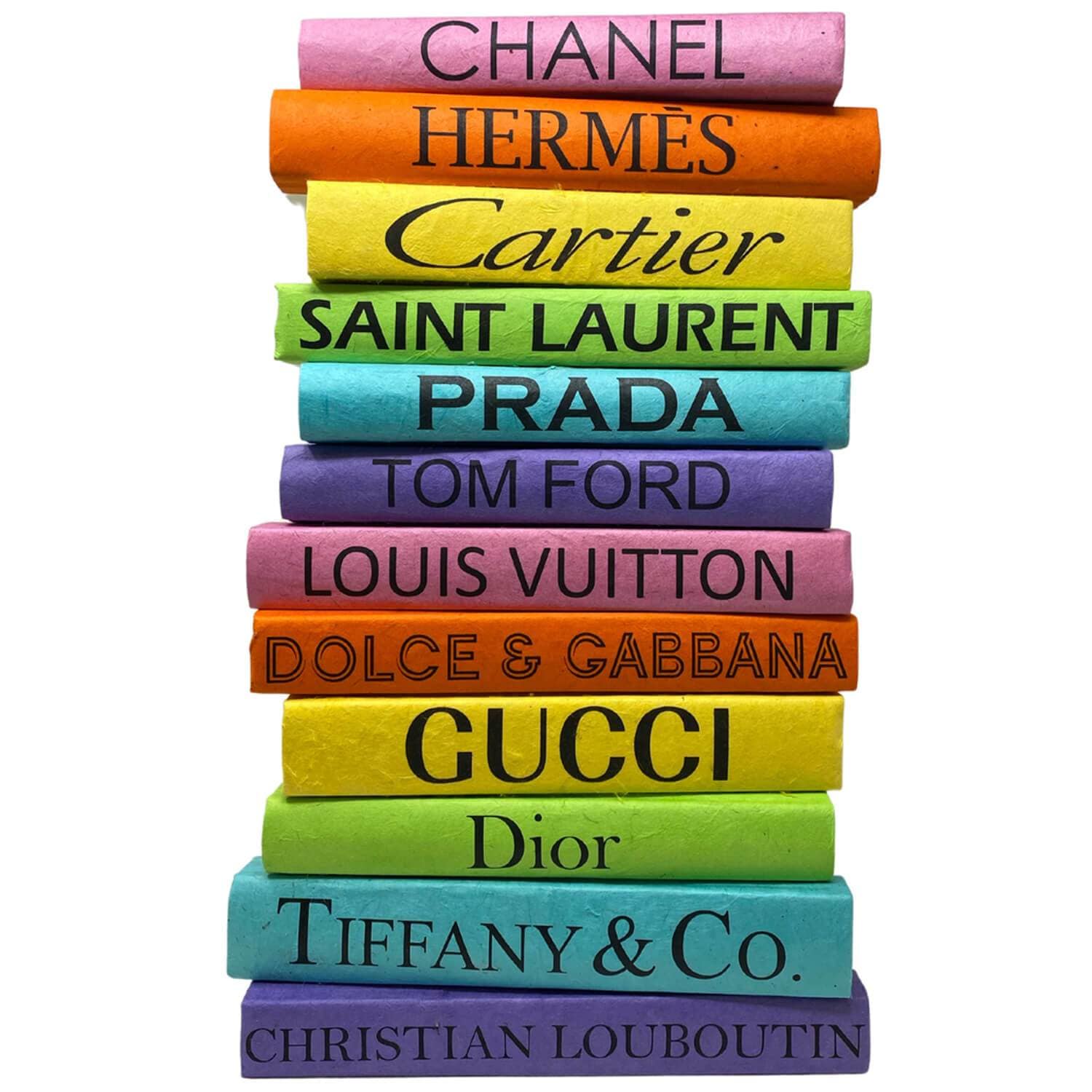 Fashion Stack of Books, Classic Designers, Rainbow